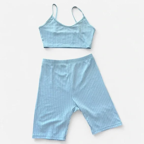 Light Blue Ribbed Set - Picture 1 of 4